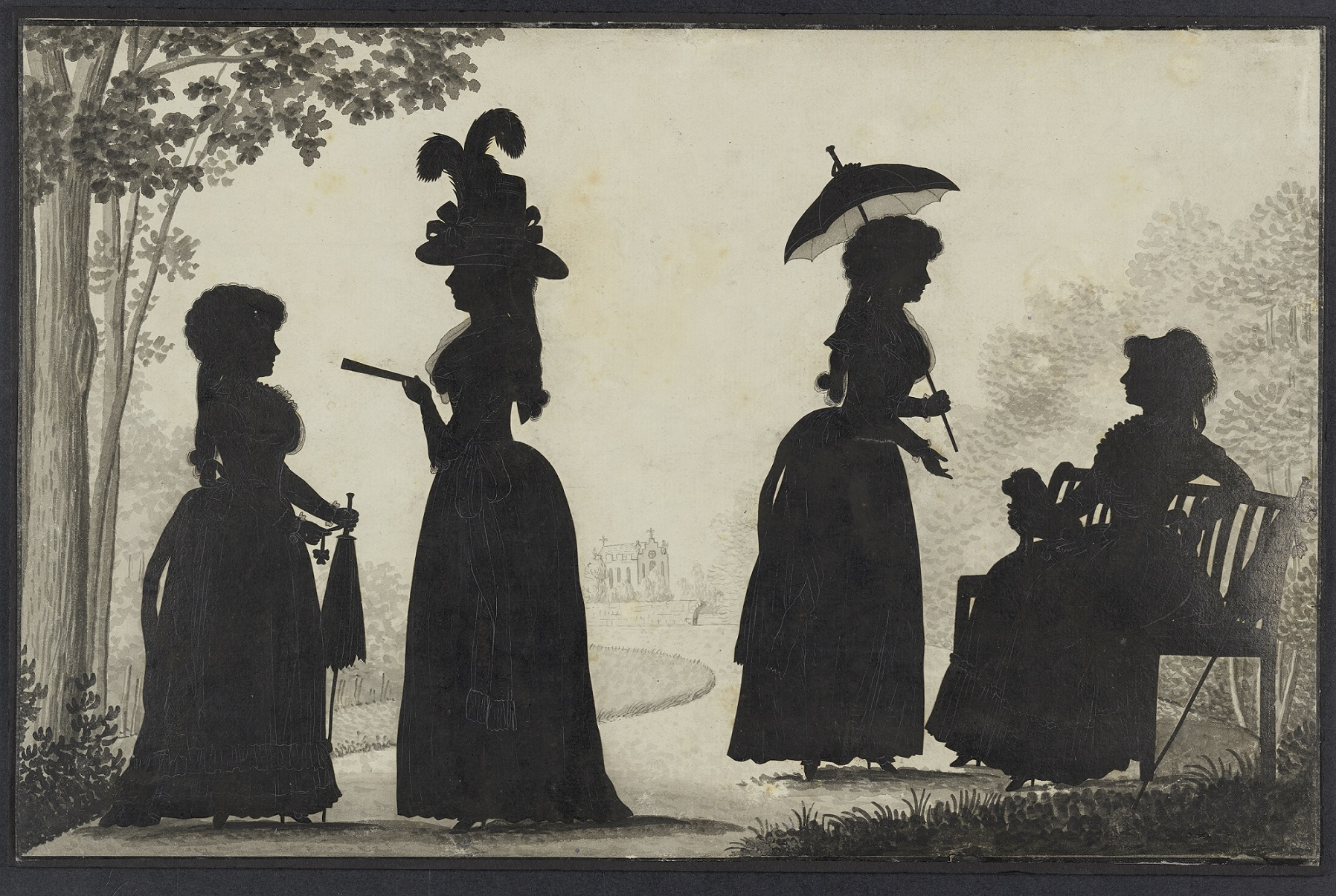 Amalie von Schardt mit Charlotte von Stein und Luise von Imhoff mit Concordia Elisabeth von Schardt im Ilmpark